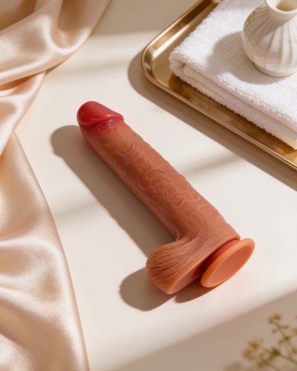 Wibrujące dildo ToyJoy Foreskin 23 cm – Dual Density, pilot