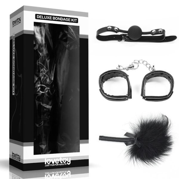 zestaw-bdsm-deluxe-1 Zestaw BDSM Deluxe LOVETOY – kajdanki, knebel, piórko